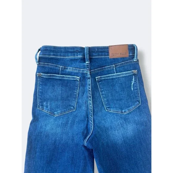 Judy Blue 5/27 High Waist Tummy Control JB88869 Straight Jeans Dark Crop Stretch - Picture 8 of 8